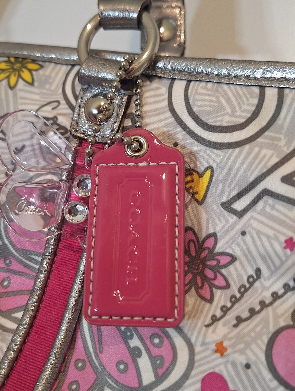 Coach RARE Vintage Poppy Butterfly Graffiti Shoulder Satchel Bag #K1076-F15712 - Picture 2 of 15